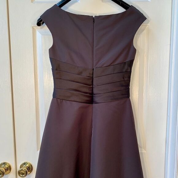 BLACK SATIN TEA LENGTH DAVID’s BRIDAL F127722 S-6 - Picture 6 of 7